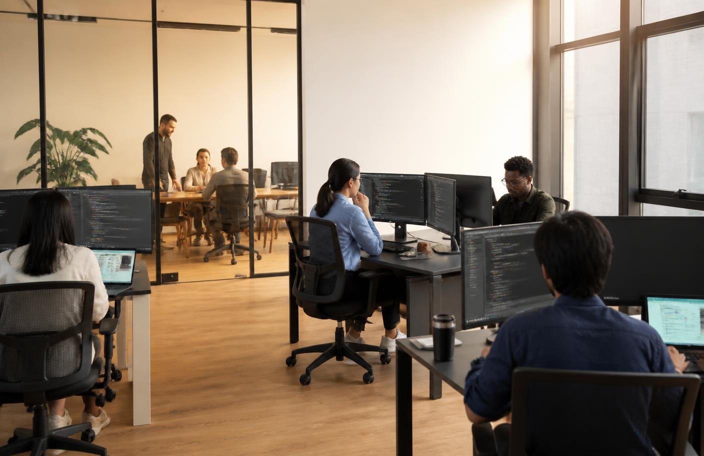 Cornerz engineers working together in the Cairo studio